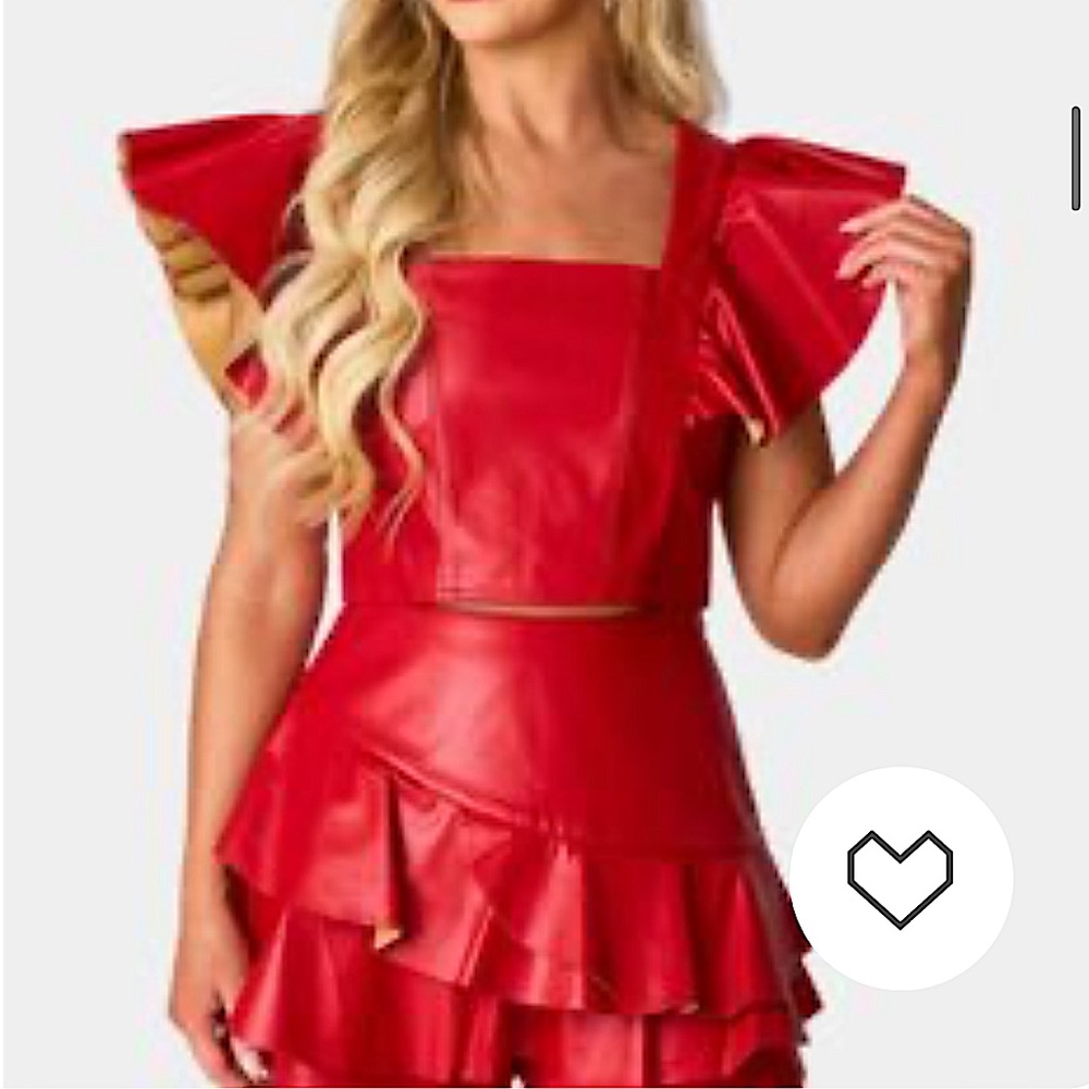 Buddy Love Erin Vegan Leather Outfit Set - Crimson in size Large!